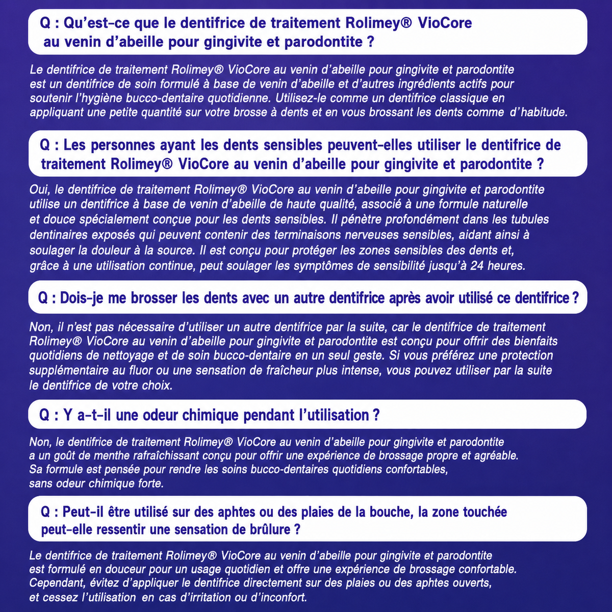 Rolimey® VioCore · Dentifrice de soin dentaire au venin d’abeille