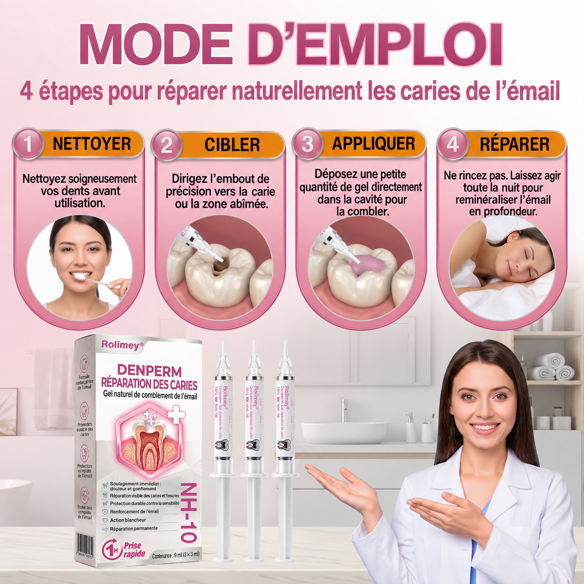 Rolimey® DenPerm | Gel naturel de réparation des caries et de l’émail dentaire