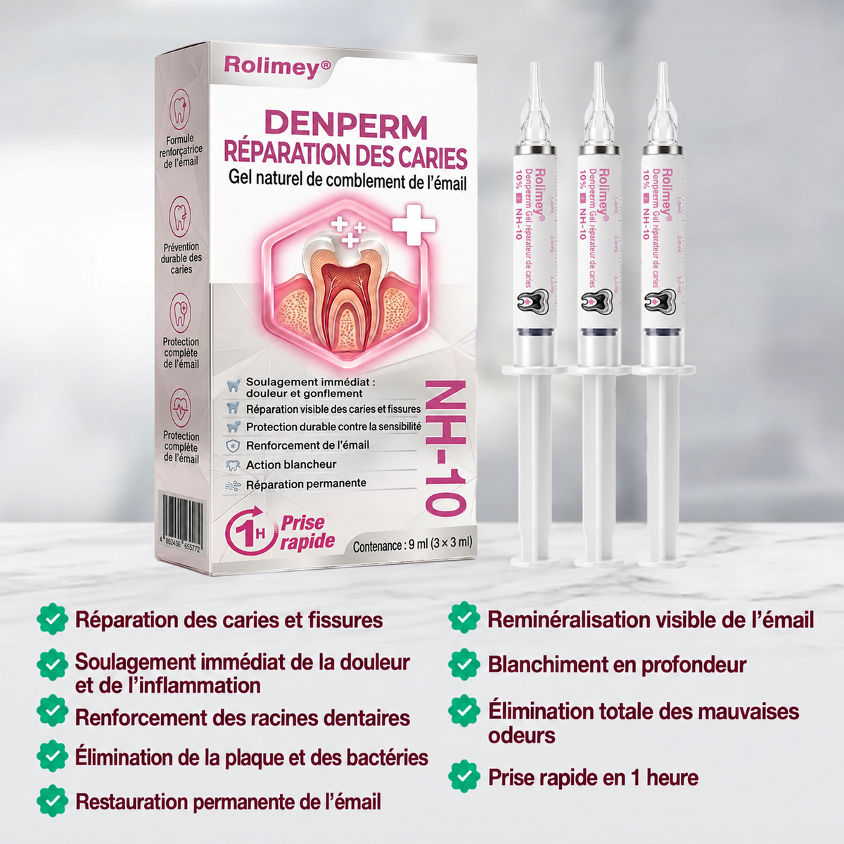 Rolimey® DenPerm | Gel naturel de réparation des caries et de l’émail dentaire