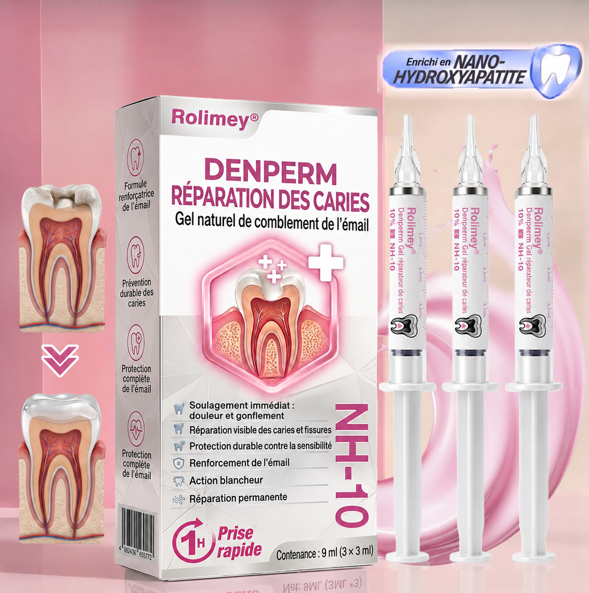 Rolimey® DenPerm | Gel naturel de réparation des caries et de l’émail dentaire