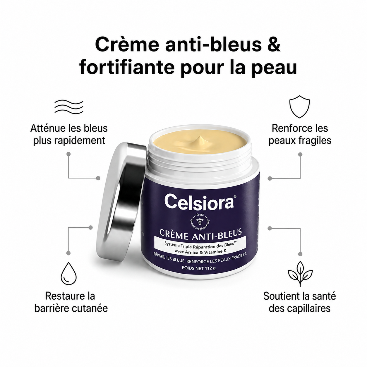 🔥 Celsiora® Crème anti-hématomes – Soin intensif pour les peaux sensibles sujettes aux bleus