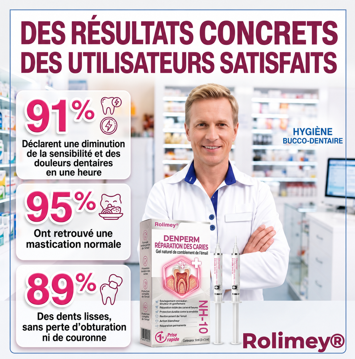 Rolimey® DenPerm | Gel naturel de réparation des caries et de l’émail dentaire